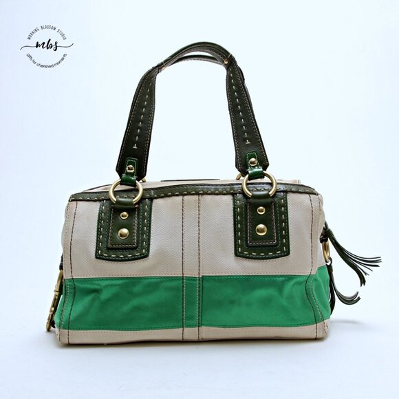 Coach Legacy Vintage Leather Canvas Cross Stitch Satchel - Picture 2 of 14